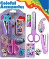 5 in 1 FunBlast Cartoon Stationery Set – Kawaii Stapler with Scissor, Washi Tape for Office, School, Home, Portable Mini Size Stapler with 400 Staples Blister, Stapler Machine for Paper