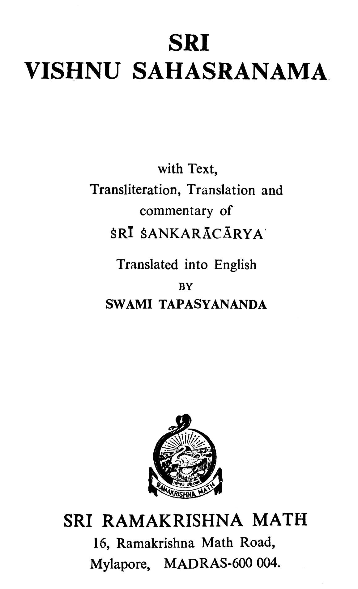 Sri Vishnu Sahasranama