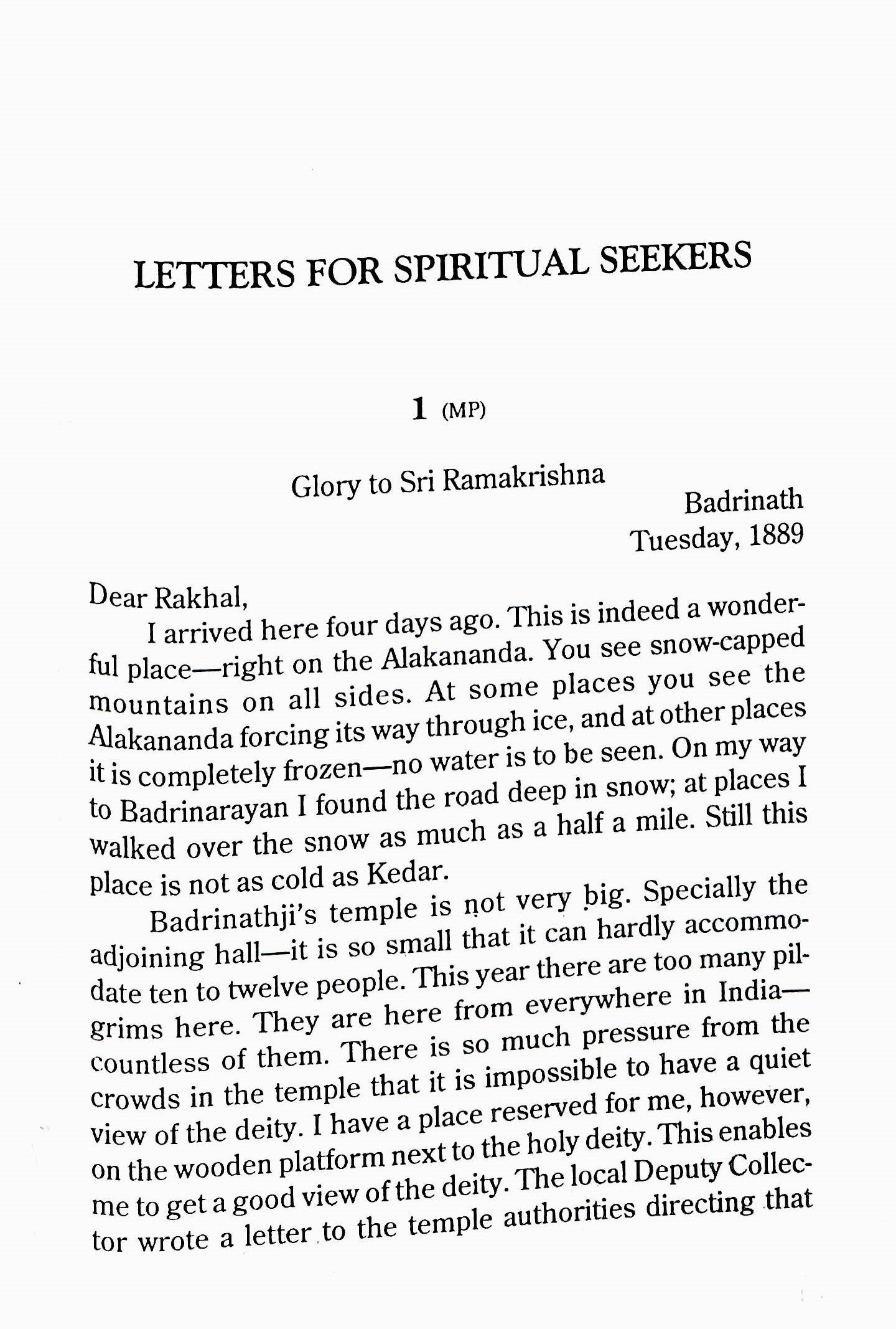 LETTERS FOR SPIRITUAL SEEKERS