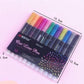 Asera Double Effect Outliner Pen 12 Colors Self-Outline Metallic Markers Glitter Art and Craft Pen Writing Drawing Pens Stationery