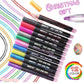 Asera Double Effect Outliner Pen 12 Colors Self-Outline Metallic Markers Glitter Art and Craft Pen Writing Drawing Pens Stationery