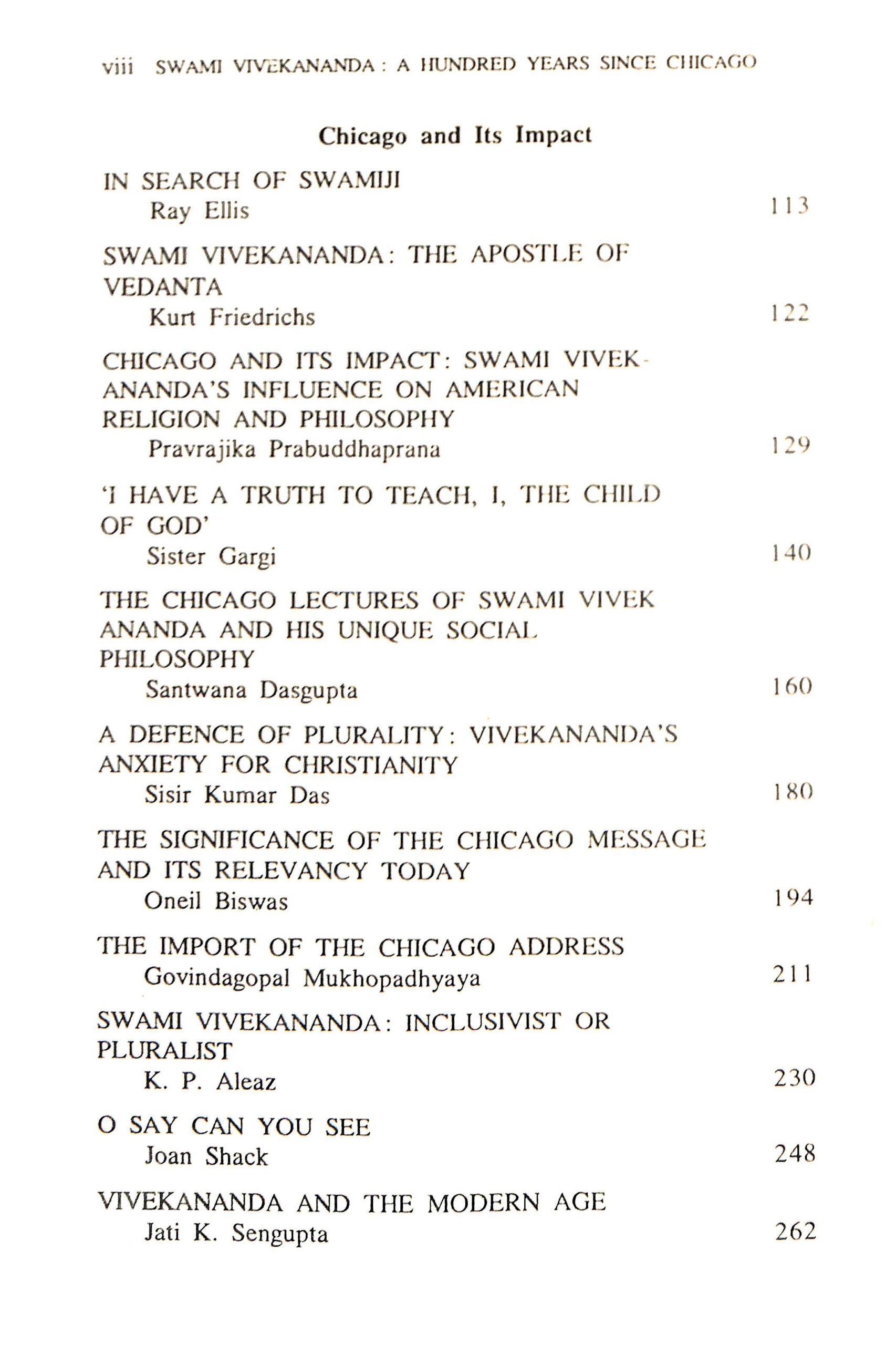 Swami Vivekananda: Hundred Years Since Chicago: Commemorative Volume