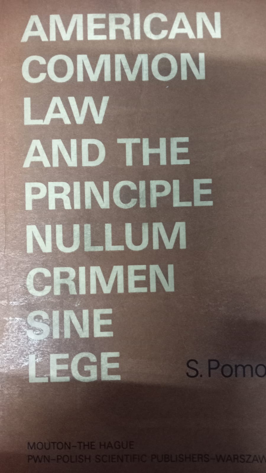 American Common Law and the Principle Nullum Crimen Sine Lege